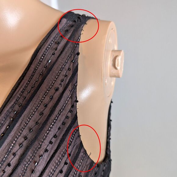 Vintage Y2K Adrianna Midi Dress Prom Beaded Silk Asymmetrical Fairycore 6 - Picture 7 of 13